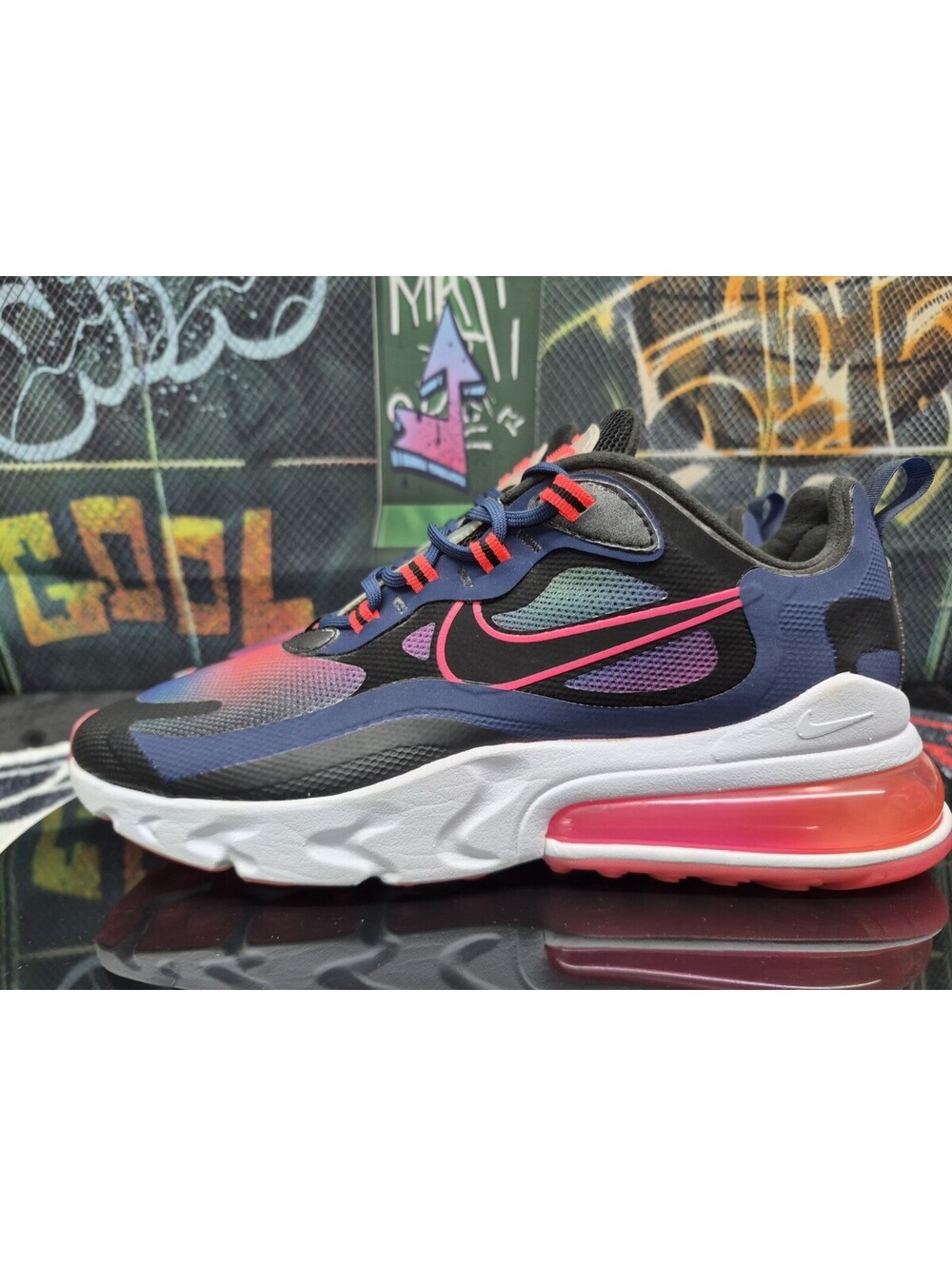 Nike Air Max 270 React CK6929-400 Women’s Size 11w Black Pink Blue w/ Box